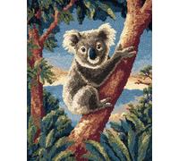 Wallphantom Kit de tapis 3D Latch Hook,Koala sur une branche,Kit de bricolage Tapis au crochet Pour débutants,Tapis en maille imprimée,Décoration d'intérieur Cadeau,55x75cm