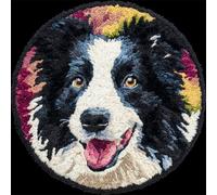 Wallphantom Kit de Tapis à Crochet à Nouer Bricolage,Chien Border Collie,Kit de Fabrication de Tapis pour Adultes Enfants,Point de Croix Décoration de La Maison,50x50cm