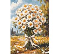 Wallphantom Kit de Tapis à Crochet à Nouer Bricolage,Un bouquet de marguerites blanches,Kit de Fabrication de Tapis pour Adultes Enfants,Point de Croix Décoration de La Maison,90x120cm
