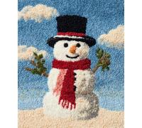 Wallphantom Kit de Tapis à Crochet DIY pour Adultes et Enfants,Bonhomme de neige mignon,Point de Croix,Crochage à Bouton - Décoration de La Maison,55x75cm