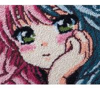 Wallphantom Kit de Tapis à Crochet DIY pour Adultes et Enfants,Fille de dessin animé,Point de Croix,Crochage à Bouton - Décoration de La Maison,80x160cm