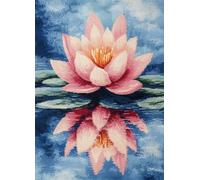 Wallphantom Kit de Tapis à Crochet DIY pour Adultes et Enfants,Lotus en fleurs,Point de Croix,Crochage à Bouton - Décoration de La Maison,80x160cm