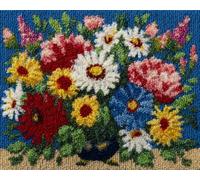 Wallphantom Kit de Tapis à Crochet DIY pour Adultes et Enfants,Magnifique panier de fleurs,Point de Croix,Crochage à Bouton - Décoration de La Maison,90x120cm