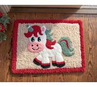 Wallphantom Kit de Tapis à Crochet DIY pour Adultes et Enfants,Petit cheval de Noël mignon,Point de Croix,Crochage à Bouton - Décoration de La Maison,60x90cm