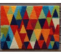 Wallphantom Kit de Tapis à Crochet DIY pour Adultes et Enfants,Triangles géométriques colorés,Point de Croix,Crochage à Bouton - Décoration de La Maison,60x90cm