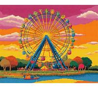 Wallphantom Kit de Tapis Crochet à Nouer DIY pour Adultes et Enfants,Belle grande roue,Point de Croix,Fabrication de Tapis,Décoration de La Maison Cadeaux,80x115cm