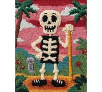 Wallphantom Kit de Tapis Crochet à Nouer DIY pour Adultes et Enfants,crâne de dessin animé,Point de Croix,Fabrication de Tapis,Décoration de La Maison Cadeaux,80x160cm