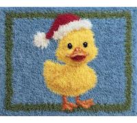 Wallphantom Kit de Tapis de Crochet à Point,Canards de Noël mignons,Noué di Coussin au Crochets à Loquet Bricolage,tapis noeud,artisanat créatif décoration d'intérieur,52x38cm