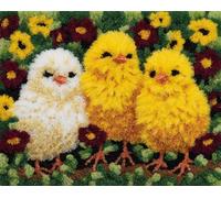 Wallphantom Kit de Tapis de Crochet à Point,Des poussins dans l'herbe,Noué di Coussin au Crochets à Loquet Bricolage,tapis noeud,artisanat créatif décoration d'intérieur,80x160cm