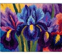 Wallphantom Kit de Tapis de Crochet à Point,iris,Noué di Coussin au Crochets à Loquet Bricolage,tapis noeud,artisanat créatif décoration d'intérieur,52x38cm