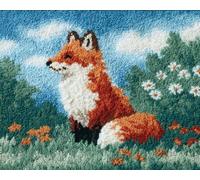 Wallphantom Kit de Tapis de Crochet à Point,Le renard dans le jardin,Noué di Coussin au Crochets à Loquet Bricolage,tapis noeud,artisanat créatif décoration d'intérieur,80x160cm