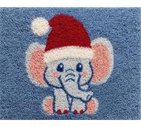 Wallphantom Kit de Tapis de Crochet à Point Noué,Animaux de Noël Bébé éléphant,Coussin au Crochets à Loquet Bricolage,Modèle de couleur pré-imprimé,artisanat créatif Cadeaux,55x75cm