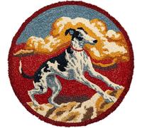 Wallphantom Kit de Tapis de Crochet à Point Noué,Chien whippet,Coussin au Crochets à Loquet Bricolage,Modèle de couleur pré-imprimé,artisanat créatif Cadeaux,50x50cm