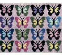 Wallphantom Kit de Tapis de Crochet à Point Noué,papillons colorés,Coussin au Crochets à Loquet Bricolage,Modèle de couleur pré-imprimé,artisanat créatif Cadeaux,80x160cm