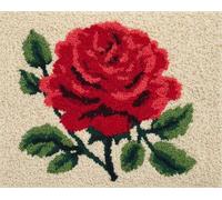 Wallphantom Kit de Tapis de Crochet à Point Noué,roses rouges,Coussin au Crochets à Loquet Bricolage,Modèle de couleur pré-imprimé,artisanat créatif Cadeaux,80x160cm