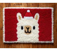 Wallphantom Kit de Tapis de Crochet à Point Noué Set,alpaga animal de Noël,Tapis à Point noué Loquet Bricolage,Nouer Création de Crocher pour Adultes,90x120cm