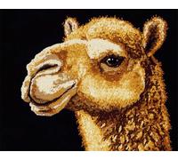 Wallphantom Kit de Tapis de Crochet à Point Noué Set,Animaux Chameau,Tapis à Point noué Loquet Bricolage,Création de Crocher pour Adultes et Enfants,80x115cm