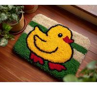 Wallphantom Kit de Tapis de Crochet à Point Noué Set,Canards de Noël mignons,Tapis à Point noué Loquet Bricolage,Nouer Création de Crocher pour Adultes,55x75cm