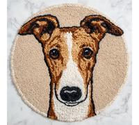 Wallphantom Kit de Tapis de Crochet à Point Noué Set,Chien Bull Terrier,Tapis à Point noué Loquet Bricolage,Création de Crocher pour Adultes et Enfants,50x50cm