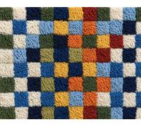 Wallphantom Kit de Tapis de Crochet à Point Noué Set,Damier coloré,Tapis à Point noué Loquet Bricolage,Nouer Création de Crocher pour Adultes,55x75cm