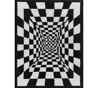 Wallphantom Kit de Tapis de Crochet à Point Noué Set,Grille carrée noire et blanche,Tapis à Point noué Loquet Bricolage,Nouer Création de Crocher pour Adultes,60x90cm