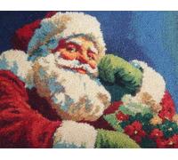 Wallphantom Kit de Tapis de Crochet à Point Noué Set,le père Noël,Tapis à Point noué Loquet Bricolage,Nouer Création de Crocher pour Adultes,80x115cm