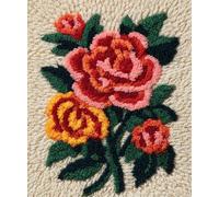 Wallphantom Kit de Tapis de Crochet à Point Noué Set,Les abeilles et les fleurs,Tapis à Point noué Loquet Bricolage,Nouer Création de Crocher pour Adultes,55x75cm