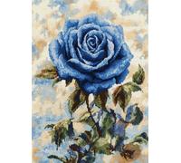 Wallphantom Kit de Tapis de Crochet à Point Noué Set,roses bleues,Tapis à Point noué Loquet Bricolage,Création de Crocher pour Adultes et Enfants,60x90cm