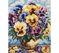 Wallphantom Kit de Tapis de Crochet à Point Noué Set,Vase d'orchidées Phalaenopsis,Tapis à Point noué Loquet Bricolage,Nouer Création de Crocher pour Adultes,55x75cm