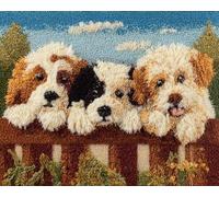 Wallphantom Kit de Tapis de Crochet à Point,Un groupe de chiens couchés sur la clôture,Noué di Coussin au Crochets à Loquet Bricolage,tapis noeud,artisanat créatif décoration d'intérieur,80x160cm