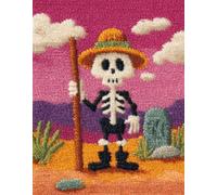 Wallphantom Kit de Tapis Point Noué,garçon crâne de dessin animé,Crochet à Loquet pour Bricolage,Décoration d'Intérieur,Fabrication de Coussin,Kit à la Main,90x120cm