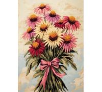 Wallphantom Kit de Tapis Point Noué,Un bouquet de fleurs de marguerites colorées,Crochet à Loquet pour Bricolage,Décoration d'Intérieur,Fabrication de Coussin,Kit à la Main,55x75cm