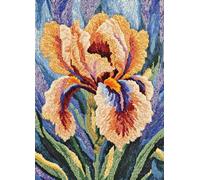 Wallphantom Kit Tapis Point Noué à Faire,Beaux iris,Tapis Noué à Nouer Soi-Même Kits pour Adultes Débutants - Latch Hook Kit de Tapisserie,55x75cm