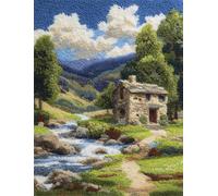 Wallphantom Kit Tapis Point Noué à Faire,cabane dans les bois,Kits de Crochet de Loquet,Tapis Noué à Nouer Soi-Même pour Adultes Débutants,Latch Hook Rug,90x120cm