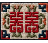 Wallphantom Kit Tapis Point Noué à Faire,Caractère chinois du double bonheur,Kits de Crochet de Loquet,Tapis Noué à Nouer Soi-Même pour Adultes Débutants,Latch Hook Rug,60x90cm