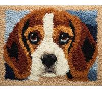 Wallphantom Kit Tapis Point Noué à Faire,Chien Beagle,Kits de Crochet de Loquet,Tapis De Sol Kit De Broderie,Noué à Nouer Soi-Même Kits pour Adultes,55x75cm