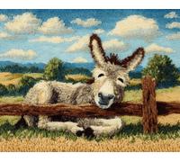 Wallphantom Kit Tapis Point Noué à Faire,des ânes couchés sur la clôture,Tapis Noué à Nouer Soi-Même Kits pour Adultes Débutants - Latch Hook Kit de Tapisserie,80x160cm