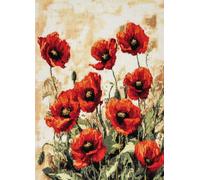 Wallphantom Kit Tapis Point Noué à Faire,Fleurs de pavot rouge,Kits de Crochet de Loquet,Tapis De Sol Kit De Broderie,Noué à Nouer Soi-Même Kits pour Adultes,60x90cm