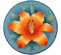 Wallphantom Kit Tapis Point Noué à Faire,lys orange,Kits de Crochet de Loquet,Tapis De Sol Kit De Broderie,Noué à Nouer Soi-Même Kits pour Adultes,50x50cm