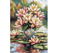 Wallphantom Kit Tapis Point Noué à Faire,Magnifique lotus,Tapis Noué à Nouer Soi-Même Kits pour Adultes Débutants - Latch Hook Kit de Tapisserie,90x120cm
