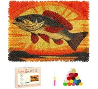 Wallphantom Kit Tapis Point Noué à Faire,Poisson-chat sautant sous le coucher du soleil,Kits de Crochet de Loquet,Tapis De Sol De Broderie,Tapis Noué à Nouer Soi-Même pour Adultes,80x160cm