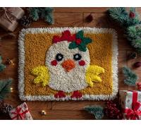 Wallphantom Kit Tapis Point Noué à Faire,poussins de dessin animé d'animaux de Noël,Kits de Crochet de Loquet,Tapis De Sol Kit De Broderie,Noué à Nouer Soi-Même Kits pour Adultes,60x90cm
