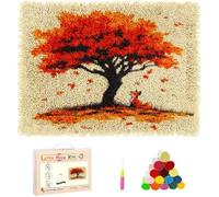 Wallphantom Kit Tapis Point Noué à Faire,Renard roux sous un érable,Tapis Noué à Nouer Soi-Même Kits pour Adultes Débutants - Latch Hook de Tapisserie,80x160cm