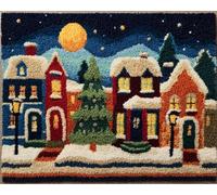 Wallphantom Kit Tapis Point Noué à Faire,Rues et villages de Noël,Tapis Noué à Nouer Soi-Même Kits pour Adultes Débutants - Latch Hook Kit de Tapisserie,55x75cm