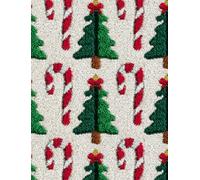 Wallphantom Kit Tapis Point Noué à Faire,Sapins de Noël et cannes de Noël,Kits de Crochet de Loquet,Tapis De Sol Kit De Broderie,Noué à Nouer Soi-Même Kits pour Adultes,90x120cm
