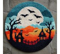 Wallphantom Kit Tapis Point Noué à Faire,Thème d'Halloween,Tapis Noué à Nouer Soi-Même Kits pour Adultes Débutants - Latch Hook Kit de Tapisserie,50x50cm