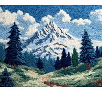 Wallphantom Kit Tricot Debutant Tapis Kit De Bricolage,Paysage de forêt et de montagne enneigée,Pour Adultes Bricolage Artisanat Loquet Crochet Tapis Ensemble Tapisserie,80x115cm