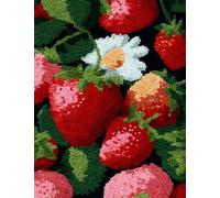 Wallphantom Kits de Crochet de Loquet,Fraise,Point de Croix,Kit Tapis Point Noué à Faire,Latch Hook Kit de Tapisserie pour Adultes,Débutants,55x75cm