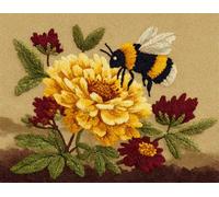 Wallphantom Kits de Crochet de Loquet Point de Croix Kit,Abeilles sur les fleurs,CréAtion de Tapis,Tapis Point Noué à Faire,Latch Hook Kit de Tapisserie pour Adultes,55x75cm