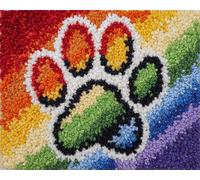 Wallphantom Kits de Crochet de Loquet Point de Croix Kit,Arc-en-ciel et empreintes de pattes de chien,CréAtion de Tapis,Tapis Point Noué à Faire,Latch Hook Kit de Tapisserie pour Adultes,60x90cm